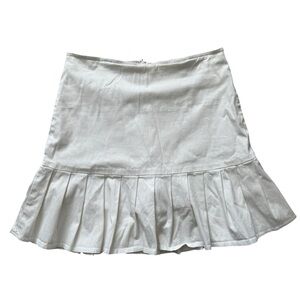 Copper Key White A-Line Skirt with Pleats